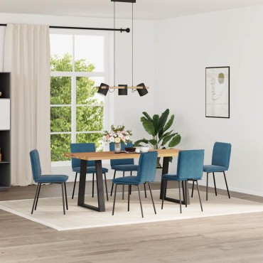 vidaXL Καρέκλες Τραπεζαρίας 6 τεμ. Μπλε Βελούδινες 45x54x83cm