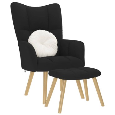 vidaXL Πολυθρόνα Relax Μαύρο Υφασμάτινη με Υποπόδιο 61,5x69x95,5cm 1 τεμ.