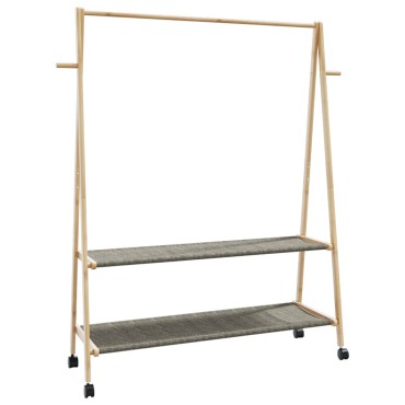 vidaXL Ράφι ρούχων με ράφια και ρόδες 132x45,5x155,5 εκ.Μπαμπού