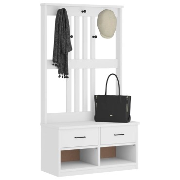 vidaXL Δέντρο χωλ SANDENS Λευκό 87x40x159,5cm Πεύκο μασίφ ξύλο