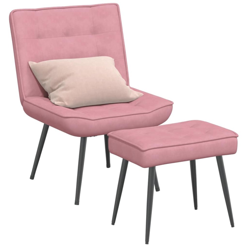 vidaXL Πολυθρόνα Relax Ροζ Βελούδινη με Σκαμπό 64x74x84 cm 1 τεμ.