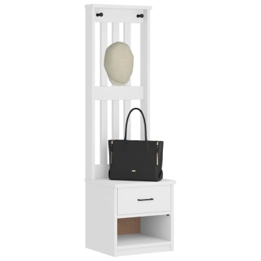 vidaXL Δέντρο χωλ SANDENS Λευκό 45x40x159,5cm Πεύκο μασίφ ξύλο