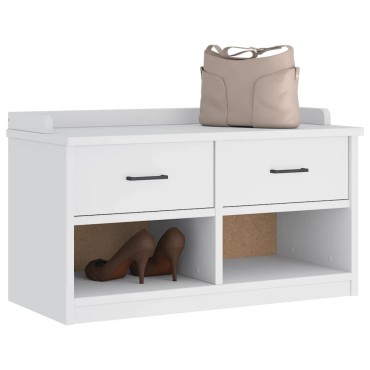 vidaXL Πάγκος διαδρόμου "SANDNES" Λευκό 87x40x50cm Πεύκο μασίφ ξύλο 1 τεμ.