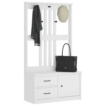 vidaXL Δέντρο χωλ SANDENS Λευκό 87x40x159,5cm Πεύκο μασίφ ξύλο