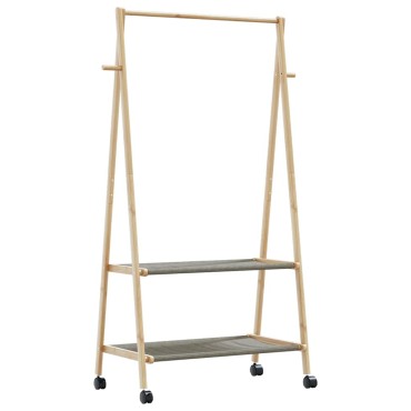 vidaXL Ράφι ρούχων με ράφια και ρόδες 96x45,5x155,5 cm Μπαμπού