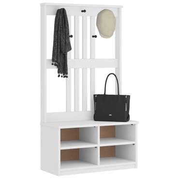 vidaXL Δέντρο χωλ SANDENS Λευκό 87x40x159,5cm Πεύκο μασίφ ξύλο
