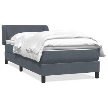 vidaXL Box Spring Κρεβάτι με στρώμα Σκούρο γκρι 80x210cm Βελούδινο 1 τεμ. - Μονό