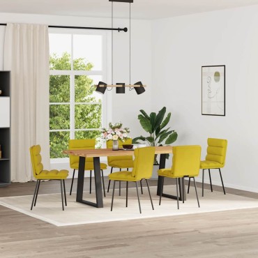 vidaXL Καρέκλες Τραπεζαρίας 6 τεμ. Κίτρινες Βελούδινες 45x54x83cm