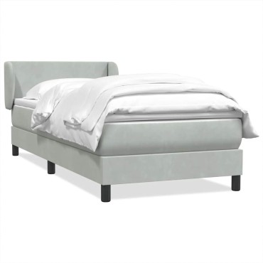vidaXL Κρεβάτι Boxspring με Στρώμα Ανοιχτό Γκρι 80x210cm Βελούδινο 1 τεμ. - Μονό