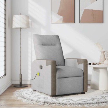 vidaXL καρέκλα ανάκλισης μασάζ Cloud Grey Fabric 50x54cm