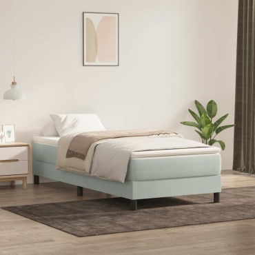 vidaXL Κρεβάτι Boxspring με Στρώμα Ανοιχτό Γκρι 80x210cm Βελούδινο 1 τεμ. - Μονό