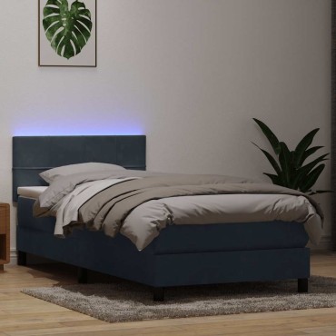 vidaXL Box Spring Κρεβάτι με στρώμα Σκούρο γκρι 80x210cm Βελούδινο 1 τεμ. - Μονό
