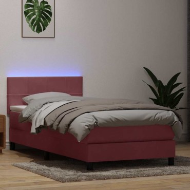 vidaXL Box Spring κρεβάτι με στρώμα ροζ 80x210cm Βελούδινο - Μονό