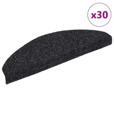 vidaXL Πατάκια Σκάλας Αυτοκόλλητα 30 τεμ. Μαύρο 65x21x4 εκ.
