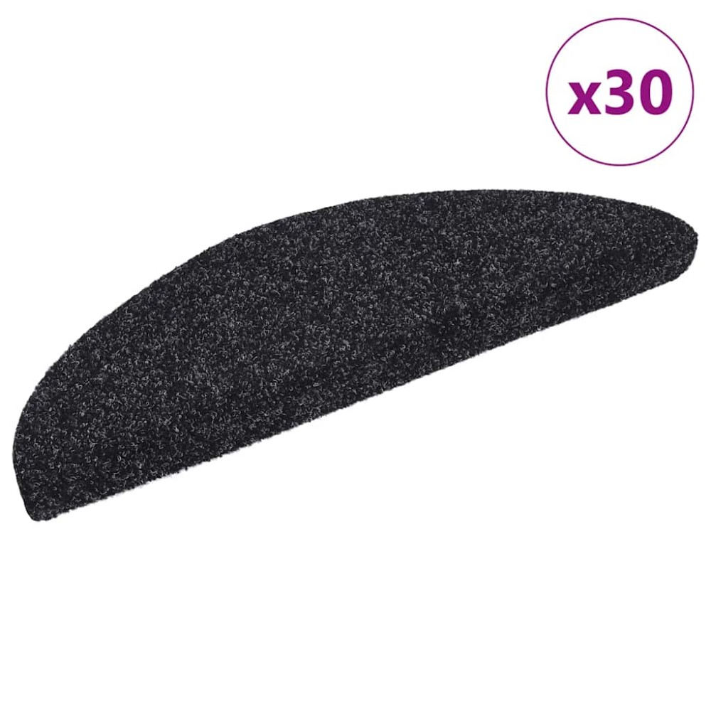 vidaXL Πατάκια Σκάλας Αυτοκόλλητα 30 τεμ. Μαύρα 56 x 17 x 3 εκ.