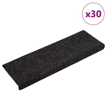 vidaXL Πατάκια Σκάλας Αυτοκόλλητα 30 τεμ. Μαύρο 65x21x4 εκ.