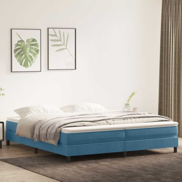 vidaXL Κρεβάτι Boxspring χωρίς Στρώμα Σκούρο Μπλε 200x220 εκ Βελούδινο