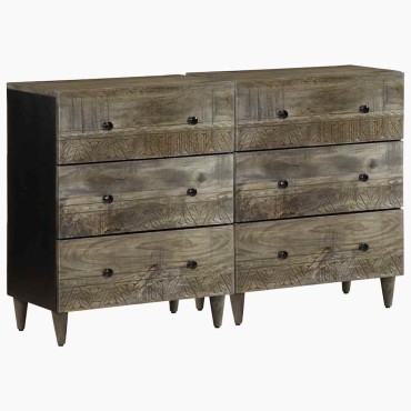 vidaXL Sideboards 2 τεμ. ανοιχτό γκρι 60x33,5x75cm μασίφ ξύλο Mango
