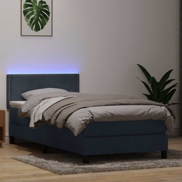 vidaXL Box Spring Κρεβάτι με στρώμα Σκούρο γκρι 80x210cm Βελούδινο 1 τεμ. - Μονό