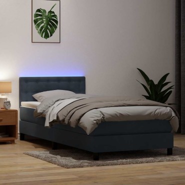 vidaXL Box Spring Κρεβάτι με στρώμα Σκούρο γκρι 80x210cm Βελούδινο 1 τεμ. - Μονό