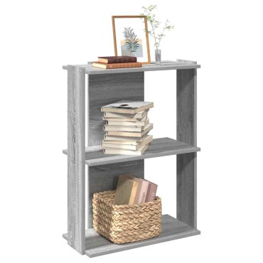 vidaXL Βιβλιοθήκη 3 Επιπέδων Γκρι Sonoma 60x30x80cm Επεξεργ. Ξύλο 1 τεμ.