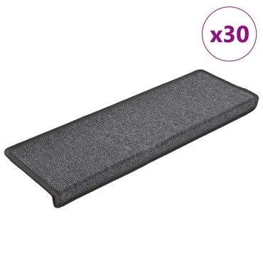 vidaXL Πατάκια για σκάλες 30 τεμάχια 65x21x4 εκ. Σκούρο γκρι