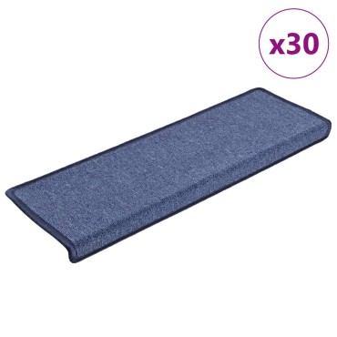 vidaXL Πατάκια Σκάλας 30 τεμ. Μπλε 65 x 25 εκ.
