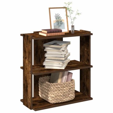 vidaXL Βιβλιοθήκη 3 Επιπέδων Καπνιστή Δρυς 60x30x60cm Επεξεργ. Ξύλο 1 τεμ.