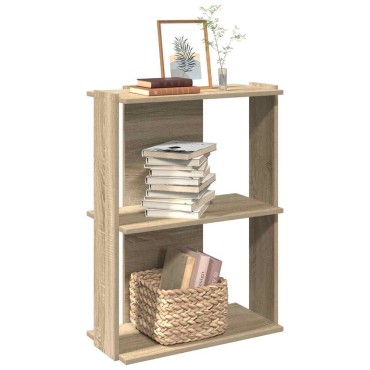 vidaXL Βιβλιοθήκη 3 Επιπέδων Sonoma Δρυς 60x30x80cm Επεξεργ. Ξύλο 1 τεμ.