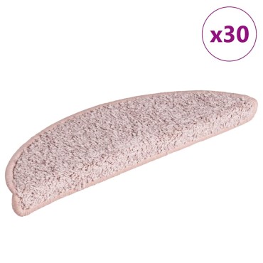 vidaXL Πατάκια για σκάλες 30 τεμάχια Ανοιχτό ροζ 56x17x3 εκ.