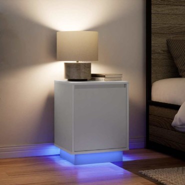 vidaXL Κομοδίνα με φώτα LED 2 τεμ. Λευκό 38x34x50cm