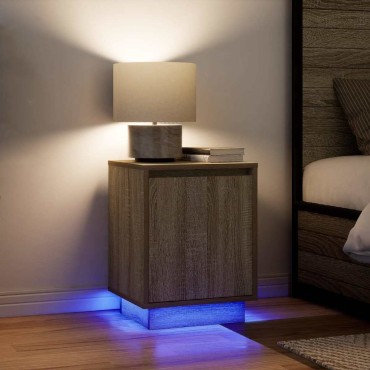vidaXL Κομοδίνα με φώτα LED 2 τεμ. Sonoma Oak 38x34x50cm