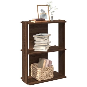vidaXL Βιβλιοθήκη 3 Επιπέδων Καφέ Δρυς 60x30x80cm Επεξεργ. Ξύλο 1 τεμ.