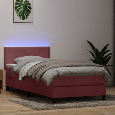 vidaXL Box Spring κρεβάτι με στρώμα ροζ 80x210cm Βελούδινο - Μονό