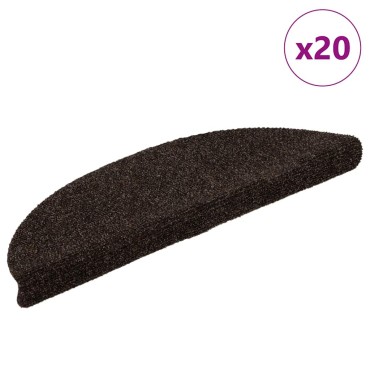 vidaXL Πατάκια Σκάλας Αυτοκόλλητα 20 τεμ. Καφέ 56 x 17 x 3 εκ.