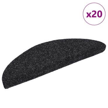 vidaXL Πατάκια Σκάλας Αυτοκόλλητα 20 τεμ. Μαύρα 56 x 17 x 3 εκ.