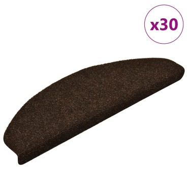 vidaXL Πατάκια Σκάλας Αυτοκόλλητα 30 τεμ. Καφέ 65x21x4 εκ.