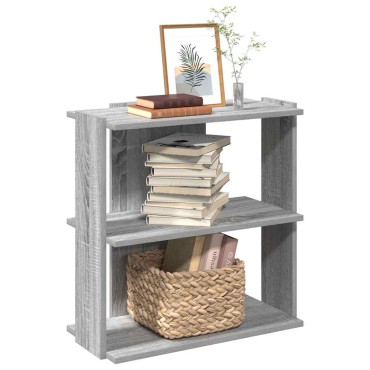 vidaXL Βιβλιοθήκη 3 Επιπέδων Γκρι Sonoma 60x30x60cm Επεξεργ. Ξύλο 1 τεμ.
