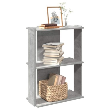 vidaXL Βιβλιοθήκη 3 επιπέδων Μπετόν Γκρι 60x30x80cm Ξύλινη κατασκευή 1 τεμ.