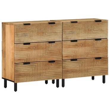 vidaXL Sideboards 2 τεμ. καφέ 60x33x75cm μασίφ ξύλο Mango