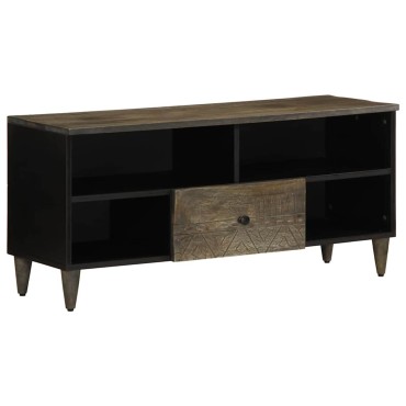 vidaXL Έπιπλο Τηλεόρασης Μαύρο 100x33x46cm από Μασίφ Ξύλο Μάνγκο