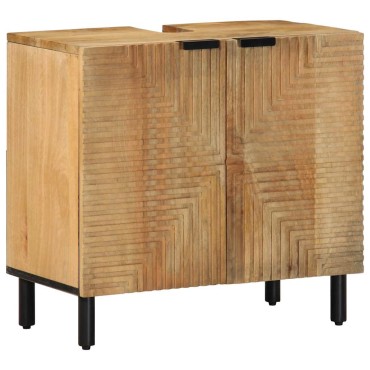 vidaXL ντουλάπι νιπτήρα μπάνιου καφέ 62x33x58cm μασίφ ξύλο Mango