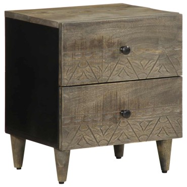 vidaXL κομοδίνο ντουλάπι ανοιχτό γκρι 40x33x46cm μασίφ ξύλο Mango 1 τεμ.