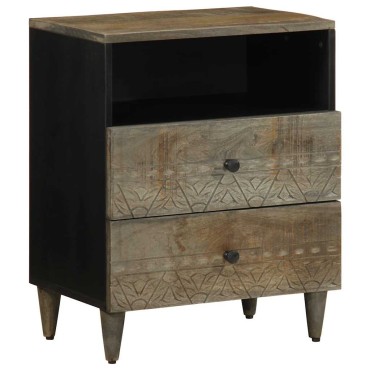 vidaXL κομοδίνο ντουλάπι ανοιχτό γκρι 50x33x60cm μασίφ ξύλο Mango 1 τεμ.