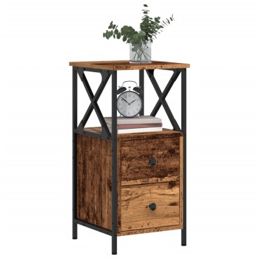 vidaXL Κομοδίνα 2 τεμ. Παλιό ξύλο 34x35,5x70cm Κατασκευασμένο ξύλο