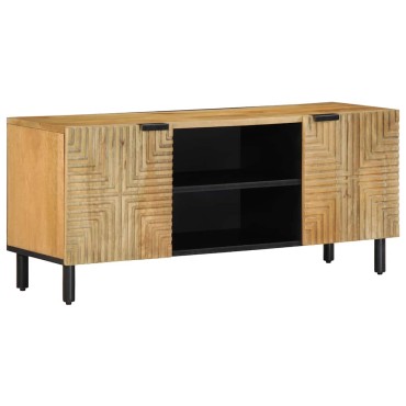 vidaXL Ντουλάπι τηλεόρασης καφέ 105x33x46cm από μασίφ ξύλο Mango 1 τεμ.
