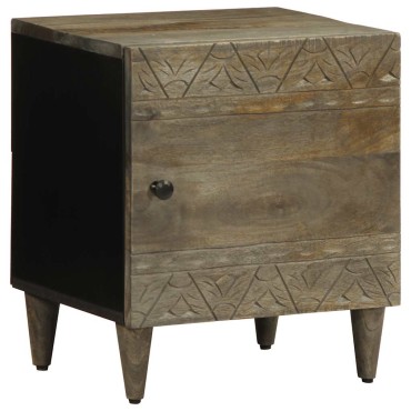vidaXL κομοδίνο ντουλάπι ανοιχτό γκρι 40x33x46cm μασίφ ξύλο Mango 1 τεμ.