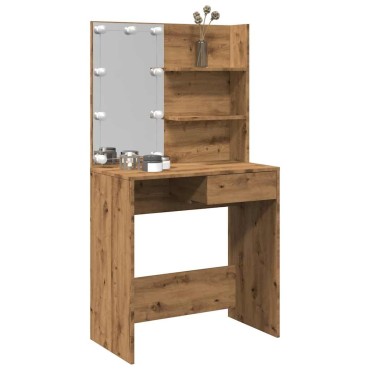 vidaXL Κομοδίνο με LED Artisan Oak 74,5x40x141cm