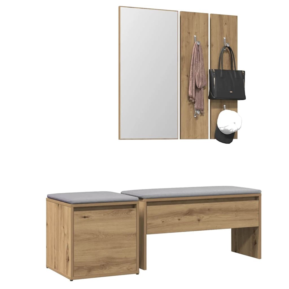 vidaXL σετ επίπλων διαδρόμου Artisan Oak Engineered Wood 80x30,5x40cm