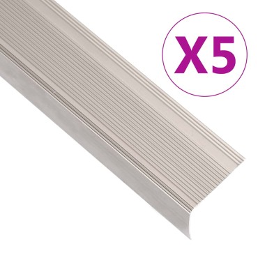 vidaXL Προφίλ Σκαλοπατιών Σχήμα Γ 5 τεμ. Champagne 90 εκ. Αλουμινίου